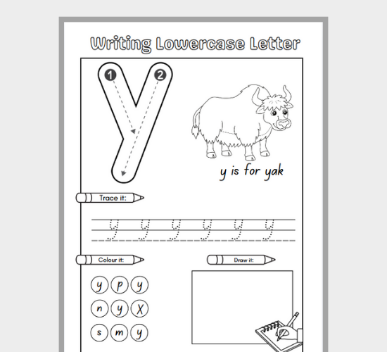 Lowercase Letter y Fun Practice