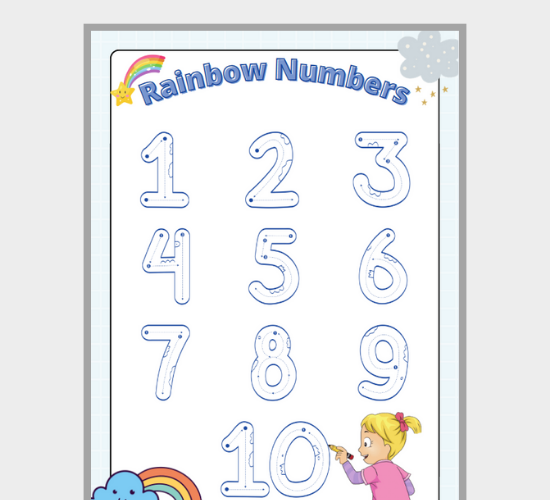 Rainbow Number Tracing: Write 1-10 the Fun Way