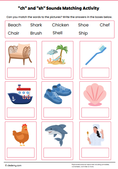 "ch" and "sh" Sounds Matching