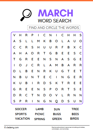 March Word Search