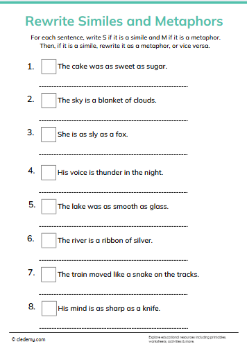 Write Similes and Metaphors