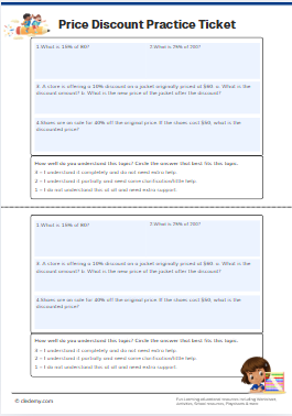 Price Discount Practice Ticket