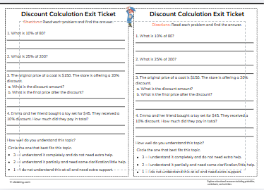 Discount Calculation Exit Ticket