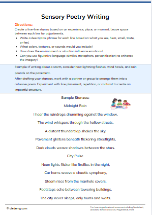 Sensory Poetry Writing