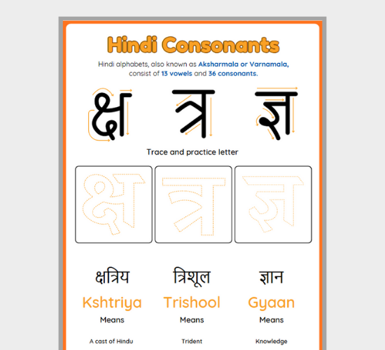 Hindi Consonants Practice