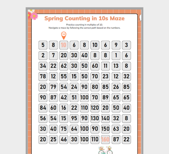 Spring Counting in 10s Maze
