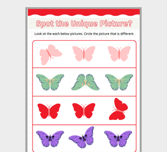 Preschool Fun: Spot the Unique Image