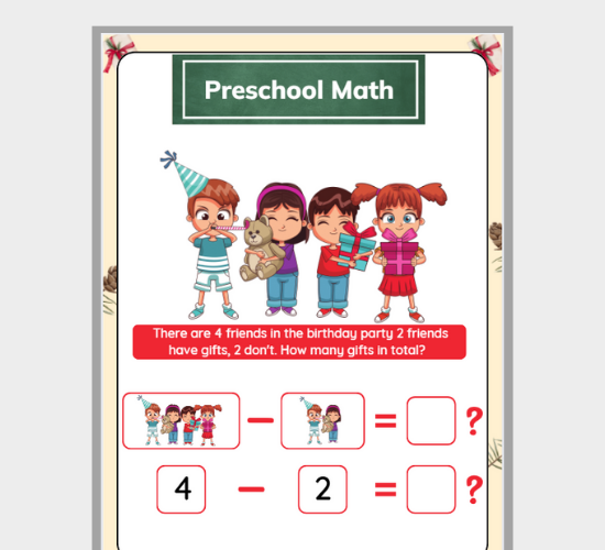Birthday Party Subtraction Math Challenge