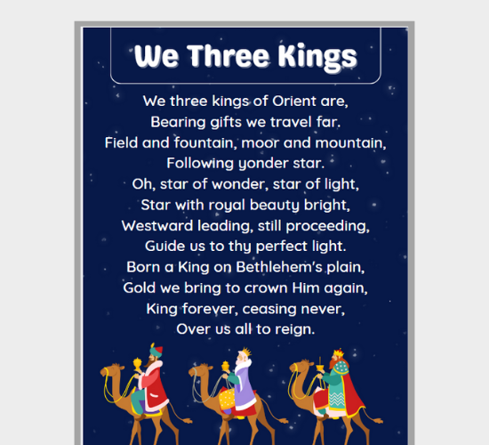 We Three Kings Christmas Carol Lyrics
