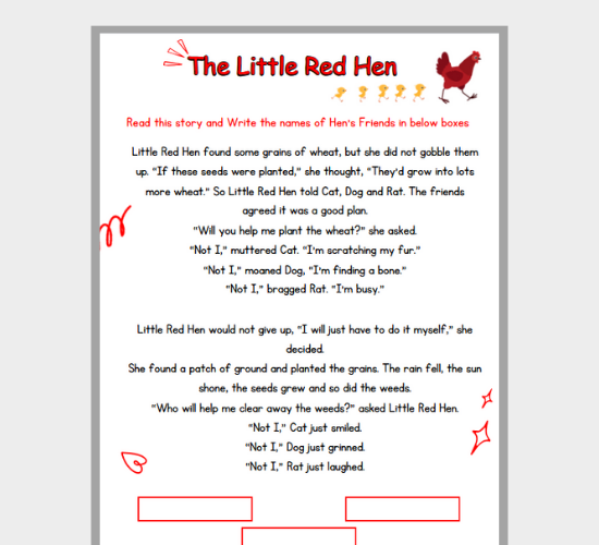 The Little Red Hen’s Lazy Friends