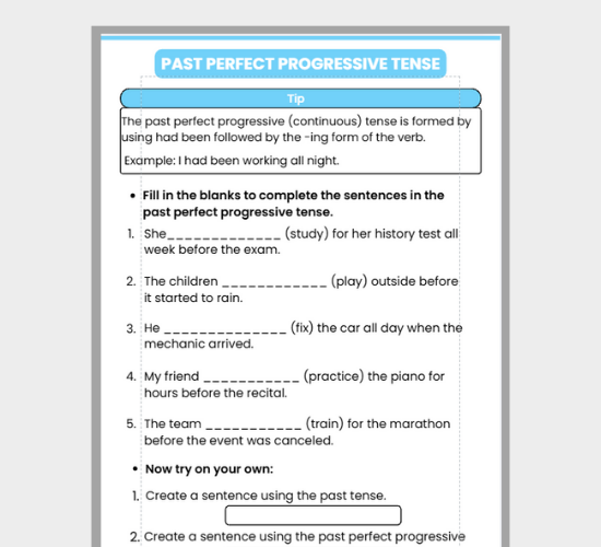 Past Perfect Progressive Tense