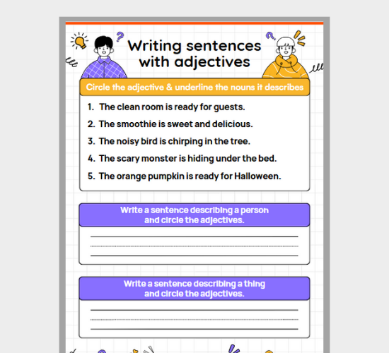 Writing Sentences with Adjectives