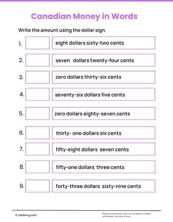 Canadian Money in Words