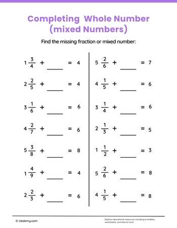 Completing Whole Numbers from Mixed Numbers