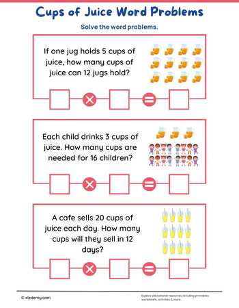 Cups of Juice Word Problems