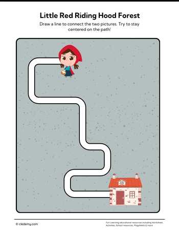 Draw a Line Path Little Red Riding Hood Forest