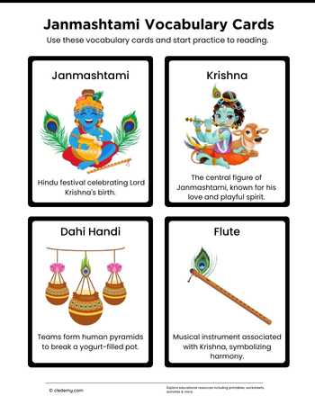 Janmashtami Vocabulary Cards