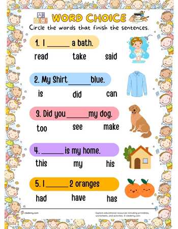 Pick the Best Word for the Sentence