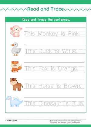 Trace and Learn Animal Sentences