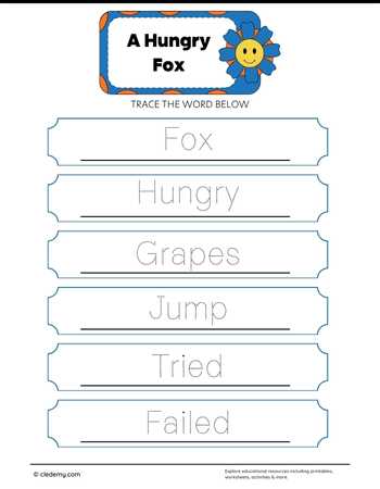 Trace the Words A Hungry Fox