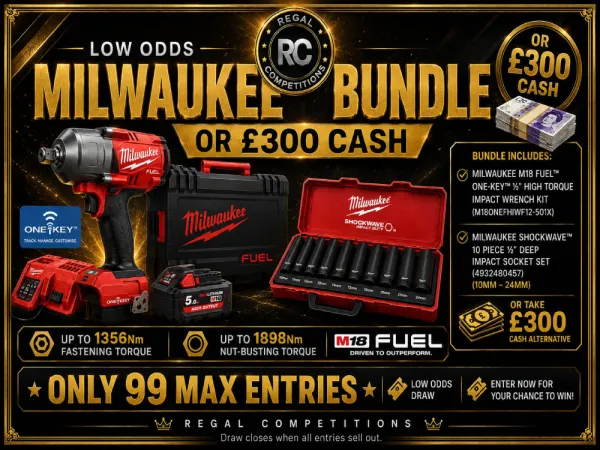 £300 CASH OR MILWAUKEE 99 ENTRY SPECIAL- LOW ODDS