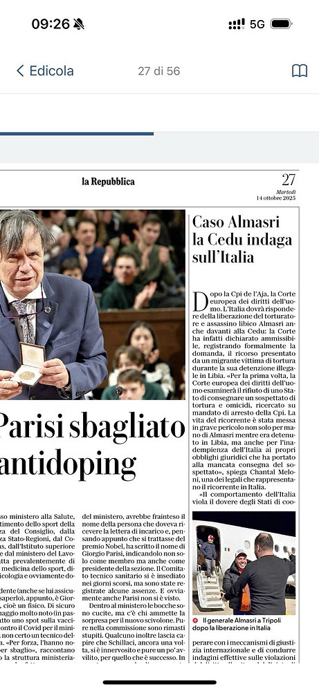 Italy to answer to European Court of Human Rights after failure to surrender suspected Libyan torturer to the