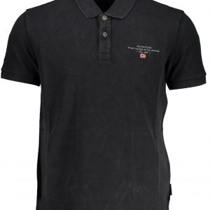Napapijri Klassisches schwarzes besticktes Poloshirt