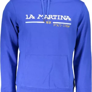 La Martina Schickes blaues besticktes Sweatshirt mit Kapuze