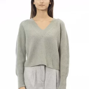 Alpha Studio Grüner Pullover aus Wolle für Frauen