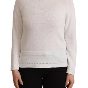 Alpha Studio Weißer Pullover mit langen Ärmeln und Rundhalsausschnitt