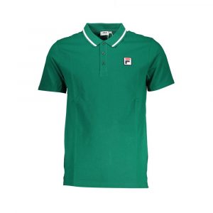 Fila Klassisches grĂŒnes Baumwoll-Polo mit kontrastierenden Details