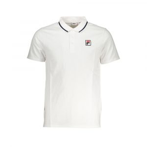 Fila Glattes weißes Baumwoll-Polo mit kontrastierenden Akzenten