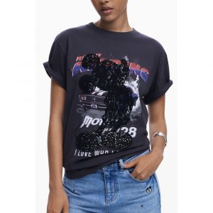 Desigual Schwarzes Baumwoll-T-Shirt fĂŒr Frauen