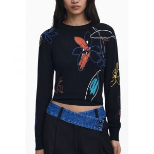 Desigual Schwarzer Viskose Pullover fĂŒr Frauen