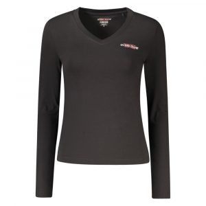 Guess Jeans Schwarzes Baumwoll-T-Shirt für Frauen