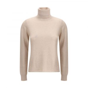 Max Mara Beiger Rollkragenpullover aus Wolle