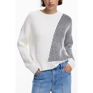 Desigual Weißer Baumwollpullover für Frauen