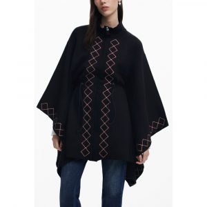 Desigual Schwarzer Polyester Frauen Poncho