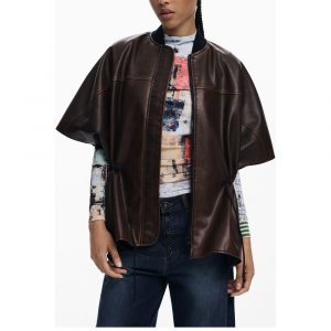 Desigual Brauner Polyethylen-Poncho fĂŒr Frauen