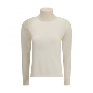 Max Mara Weißer Wollrollkragenpullover