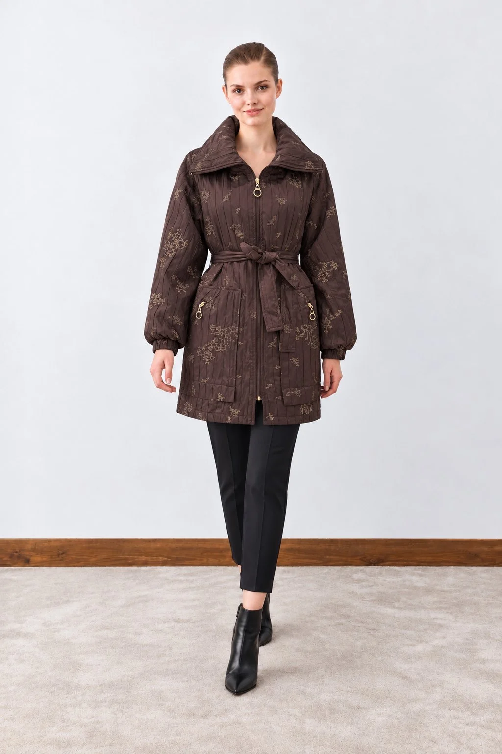 My312 Patterned Zip-Up Coat