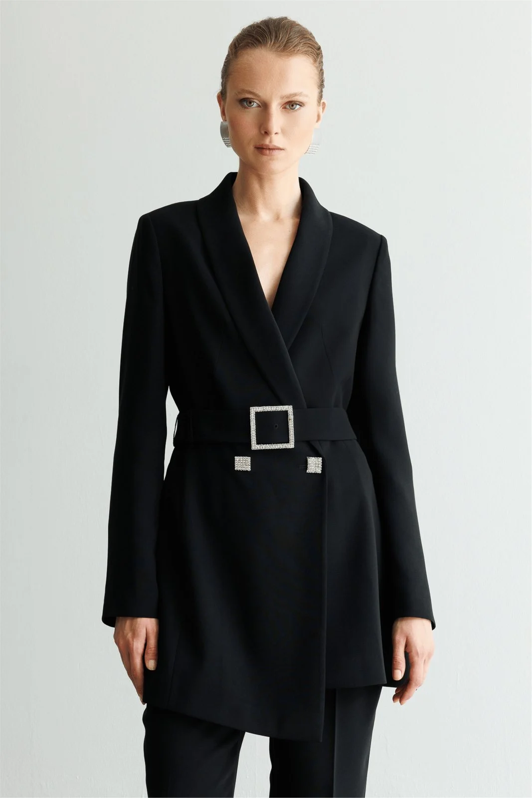 Black Blazer with Crystal Detail