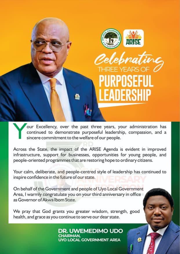 Uyo Chairman Hails Governor Umo Eno’s Remarkable 3-Year ARISE Transformation