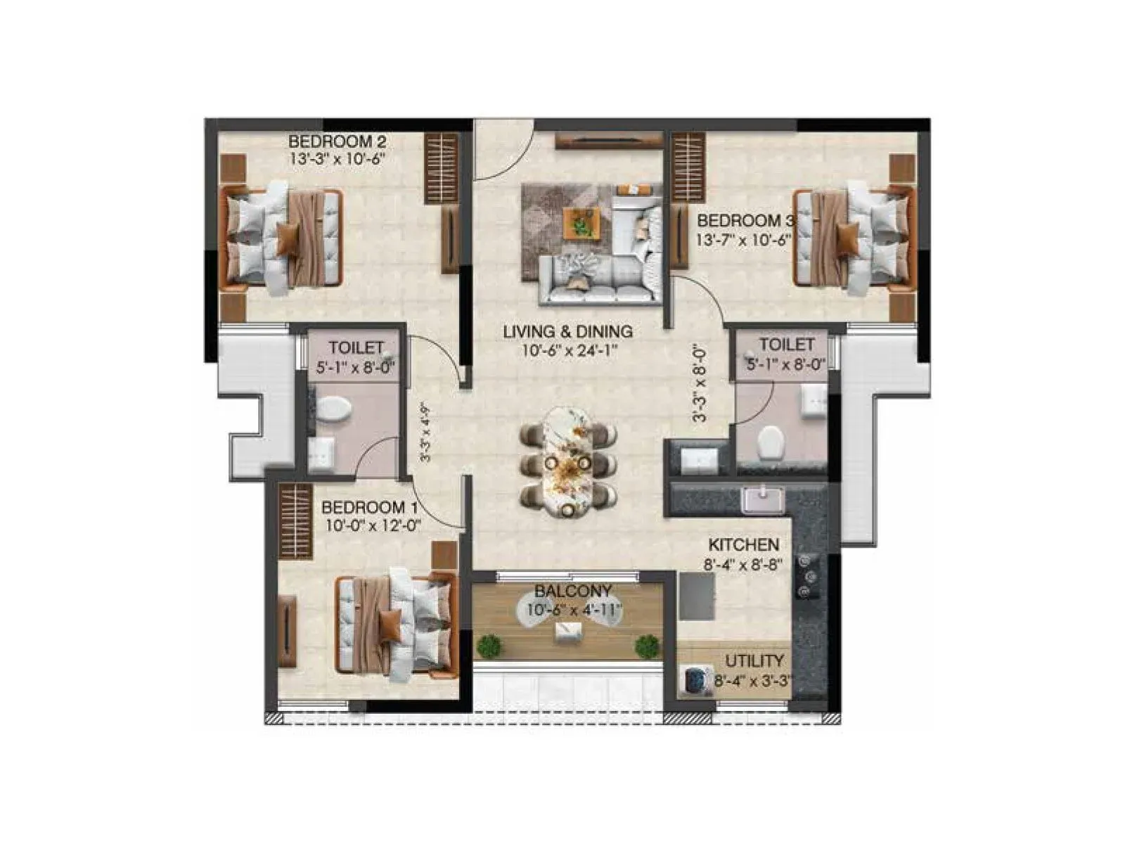Image of: Radiance Solitaire Compact 2 BHK Apartment with 1 Bathroom in Madhavaram 5