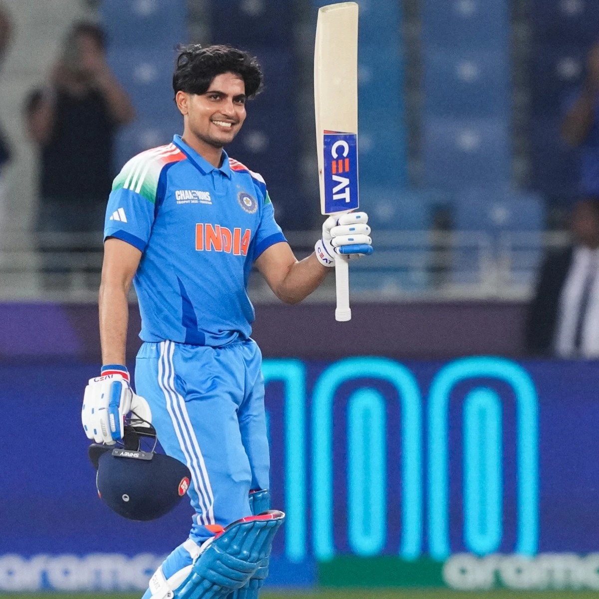 Shubman Gill Raises Bat in Style