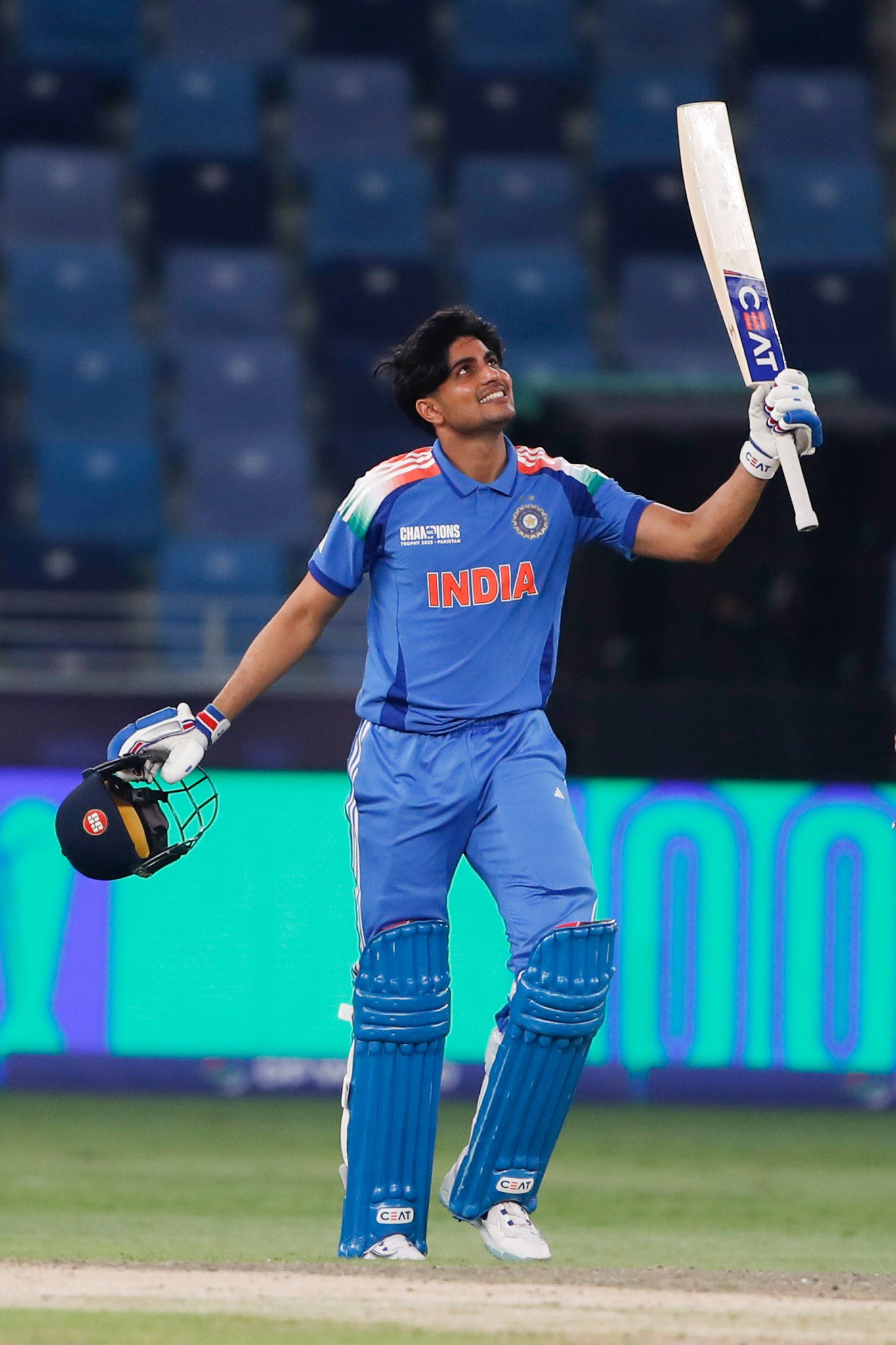 Shubman Gill Raises Bat After Fifty