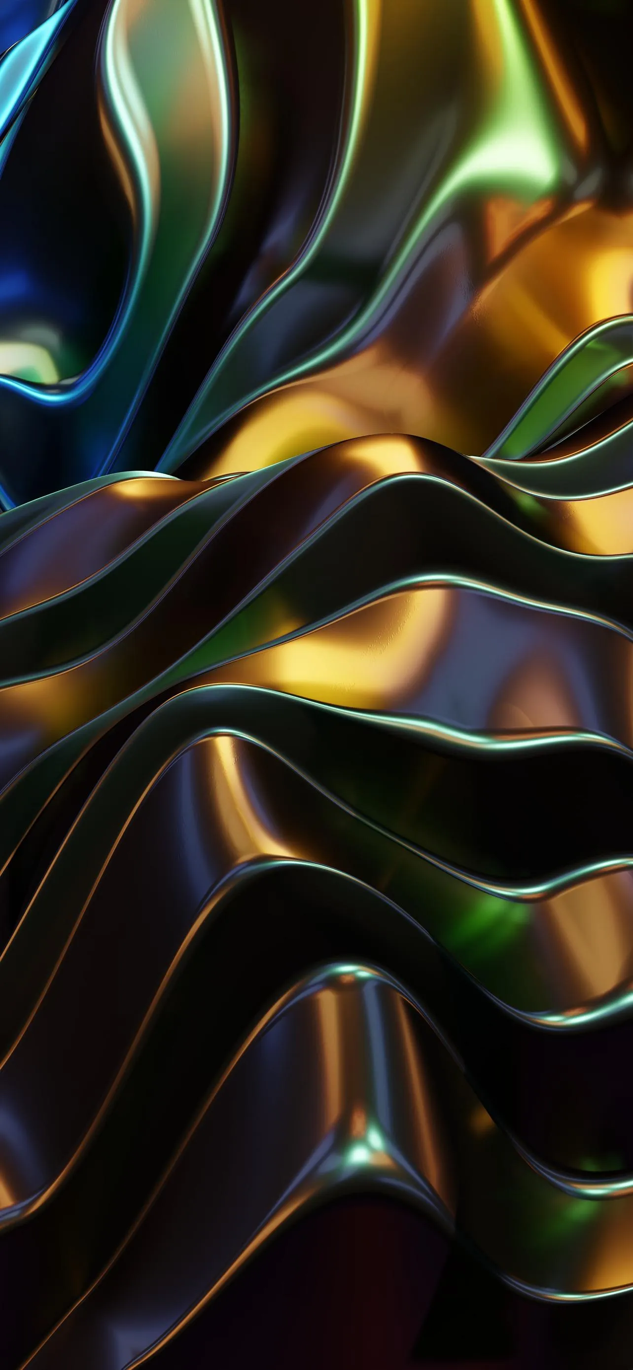 Abstract Metallic Curves in Vibrant Golden Colors Image