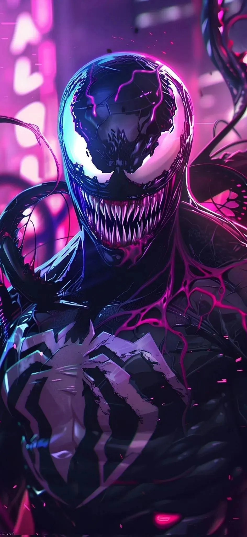 Alien Creature in Neon Purple Lighted Environment Wallpaper