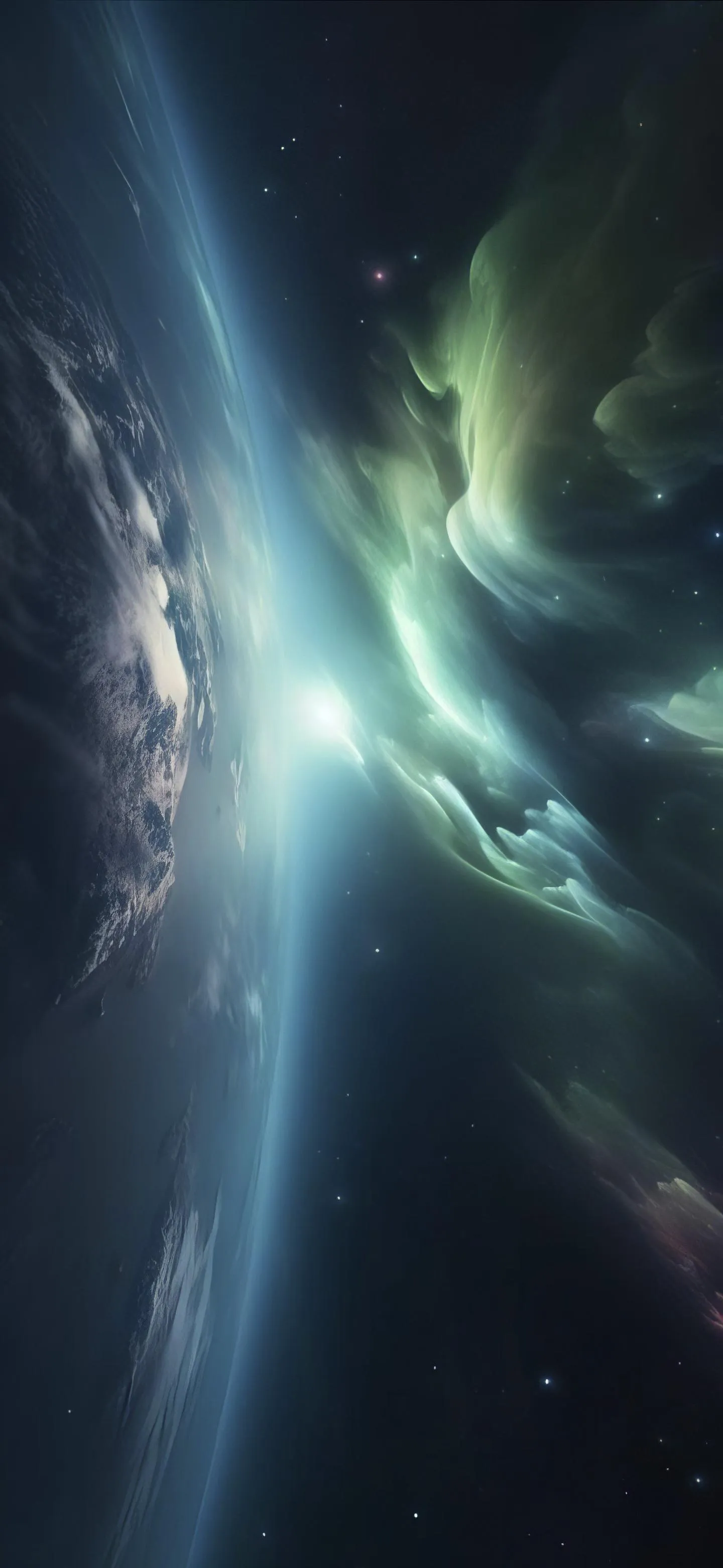 Blue Galaxy Space Light Energy Wave Mobile Wallpaper