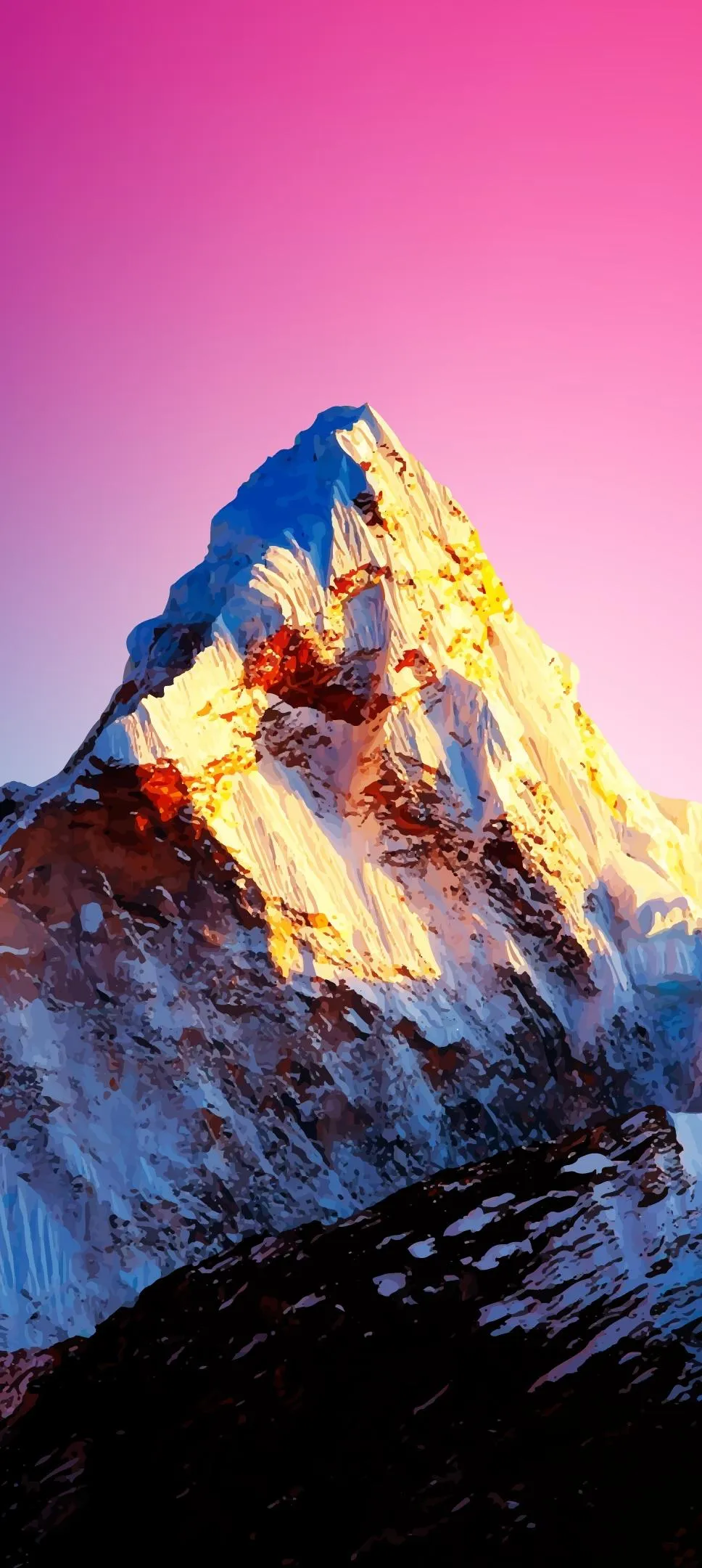 Colorful Mountain Peak with Pink Sky Wallpaper Background
